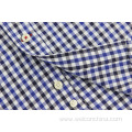 Autumn Long Sleeved Men Blue Plaid Shirt